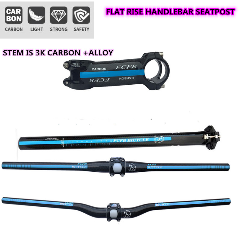 Edelweiss Stem Cell - carbon handlebar cycling blue handlebar set