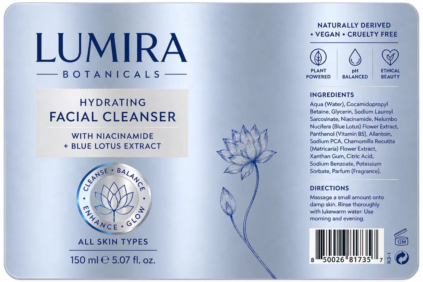 Custom Luxury Blue/Silver Foil - Luxury Skincare Labels ulasan dan harga